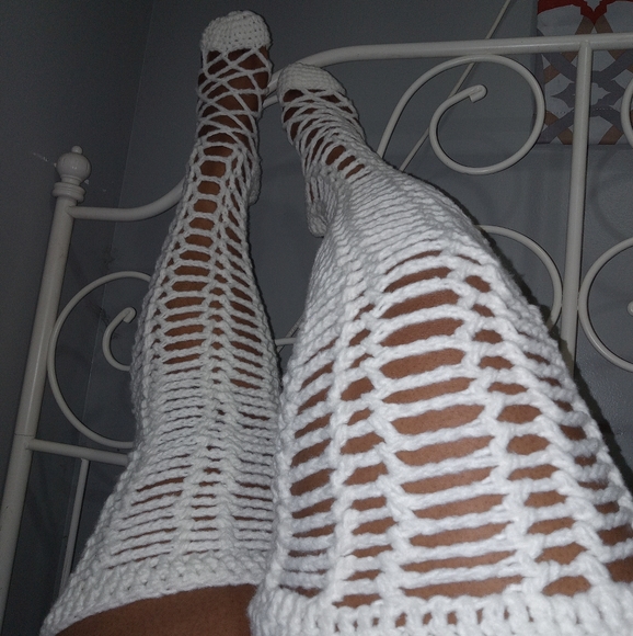 Crochet Lace Thigh High Socks! - Picture 2 of 2